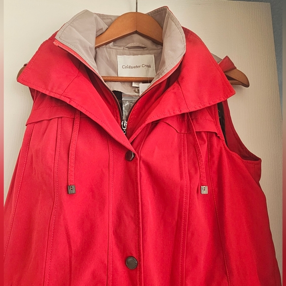 NWT Coldwater Creek All Weather Vest Long Dover Red Petite Small - Picture 8 of 16